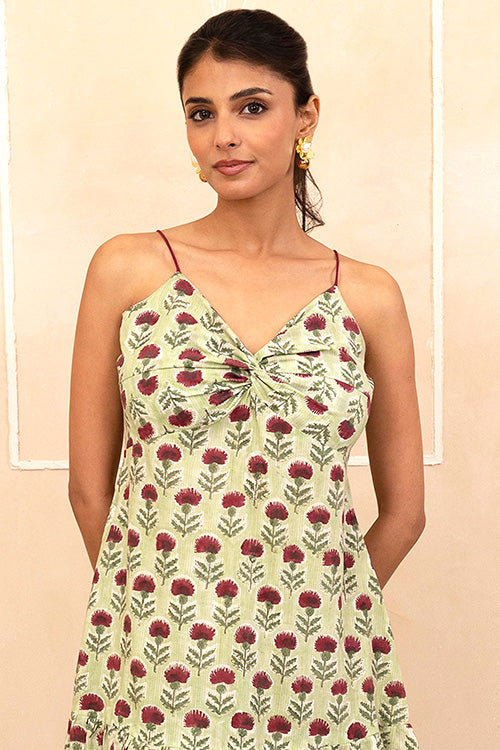 Shuddhi Mint Green Spaghetti Dress