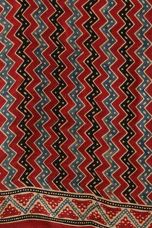 Jahangir Khatri - Red Ajrakh Modal Saree