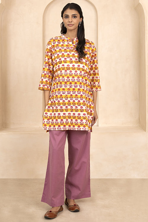 Shuddhi Teal Green Handblock Printed Short Kurti