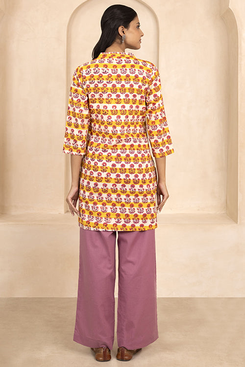 Shuddhi Teal Green Handblock Printed Short Kurti