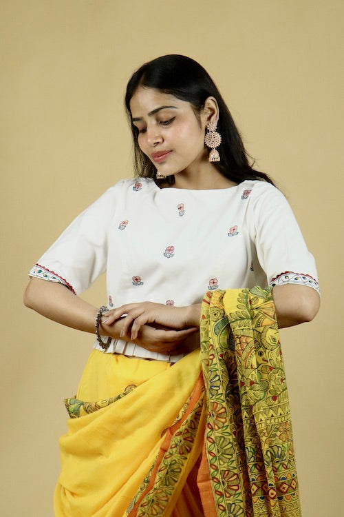 Diorama Designs Madhubani Handpainted "Mayur Udyan" Blouse