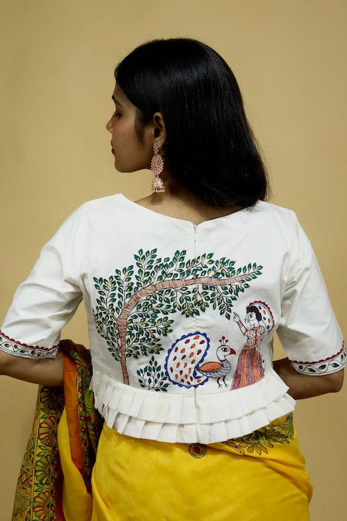 Diorama Designs Madhubani Handpainted "Mayur Udyan" Blouse