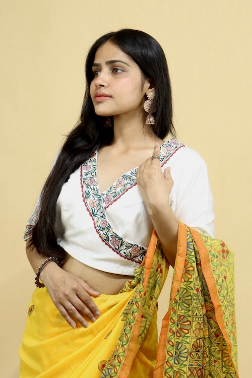 Diorama Designs Madhubani Hand-Painted Angrakha Blouse