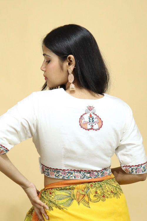 Diorama Designs Madhubani Hand-Painted Angrakha Blouse