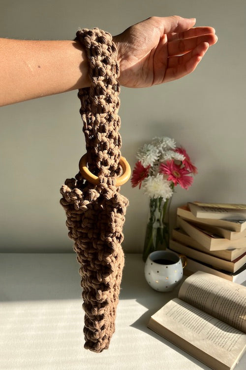 House Of Macrame "Tia" Wrist Bag - Brown