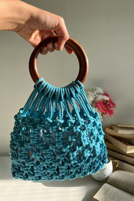 House Of Macrame "On-The-Go" Handbag - Turquoise