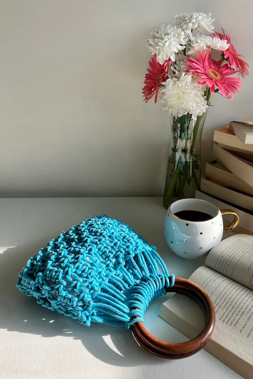 House Of Macrame "On-The-Go" Handbag - Turquoise
