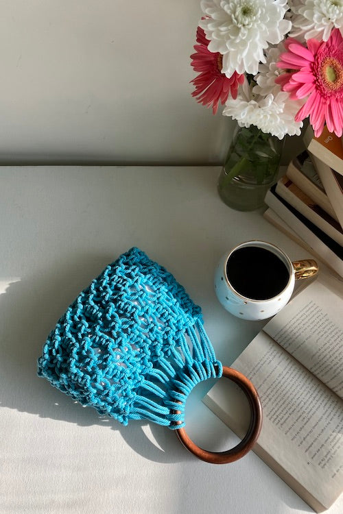 House Of Macrame "On-The-Go" Handbag - Turquoise