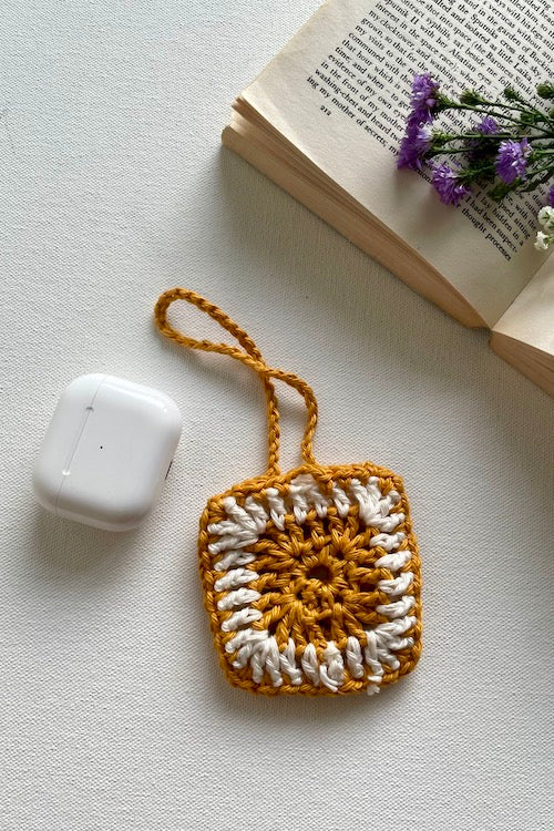 House Of Macrame "Phool" Crochet Airpods Cover - Yellow