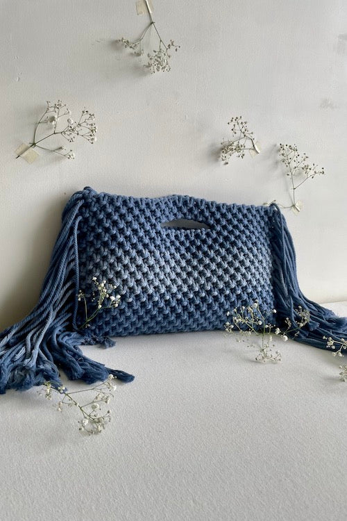 House Of Macrame 'Fringe Fest' Clutch Bag - Blue