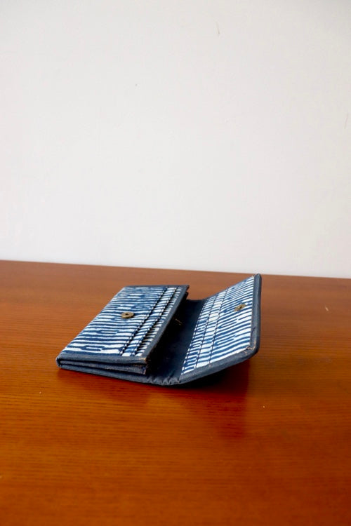 Kirgiti's  Vegan Leather And Indigo Dabu Print Purse