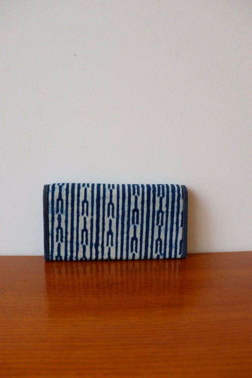 Kirgiti's  Vegan Leather And Indigo Dabu Print Purse