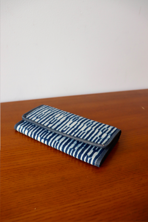 Kirgiti's  Vegan Leather And Indigo Dabu Print Purse