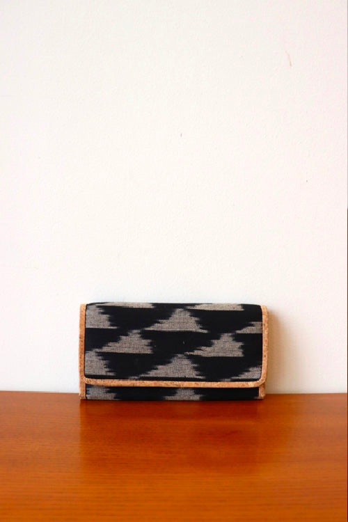 Kirgiti's Black Ikat And Vegan Leather Purse