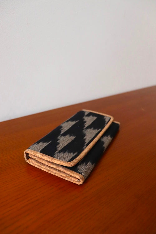 Kirgiti's Black Ikat And Vegan Leather Purse