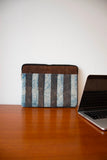 Kirgiti's  Vegan Leather And Multi Striped Dabu Printed Laptop 13In Sleeve