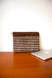 Kirgiti's Brown Dabu Printed And Vegan Leather Laptop 13"Sleeve