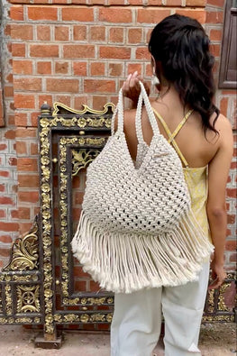 House Of Macrame "Nomadic Knots" Tote Bag - Off White
