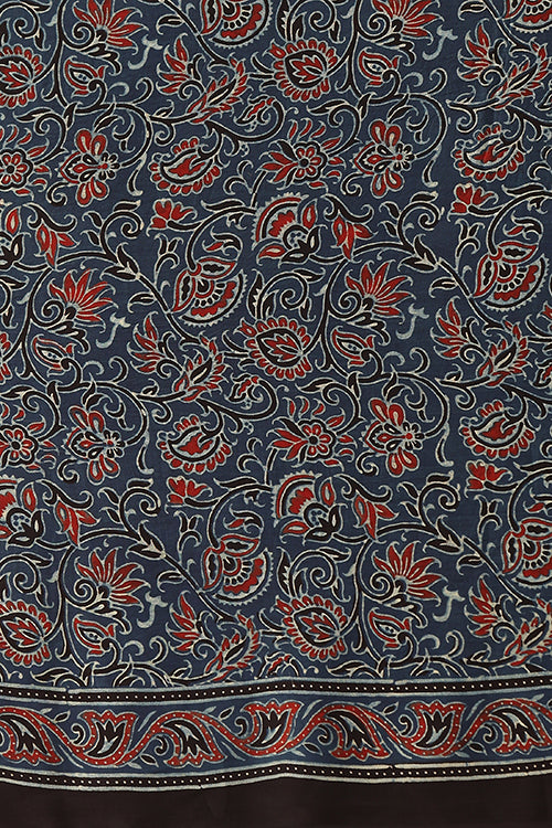 Jahangir Khatri - Indigo Blue Ajrakh Modal Tissue Saree - 038