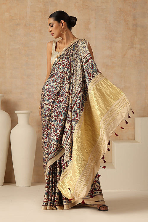 Jahangir Khatri - Bagru Ajrakh Modal Tissue Saree - 033