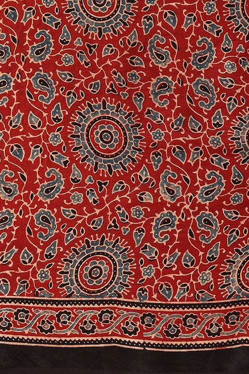 Jahangir Khatri - Red Ajrakh Modal Tissue Saree - 042