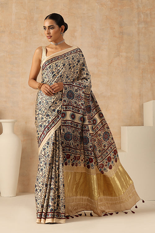 Jahangir Khatri - Bagru Ajrakh Modal Tissue Saree - 037