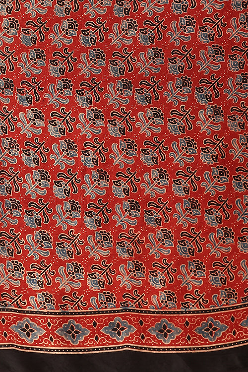 Jahangir Khatri - Red Ajrakh Modal Tissue Saree - 032