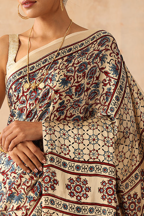 Jahangir Khatri Handblock Printed Ajrakh Saree Online - 033