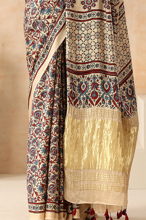 Jahangir Khatri - Bagru Ajrakh Modal Tissue Saree - 033