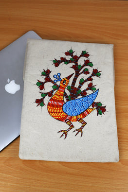 Diorama Designs Gond Bird Handpainted Laptop Sleeve