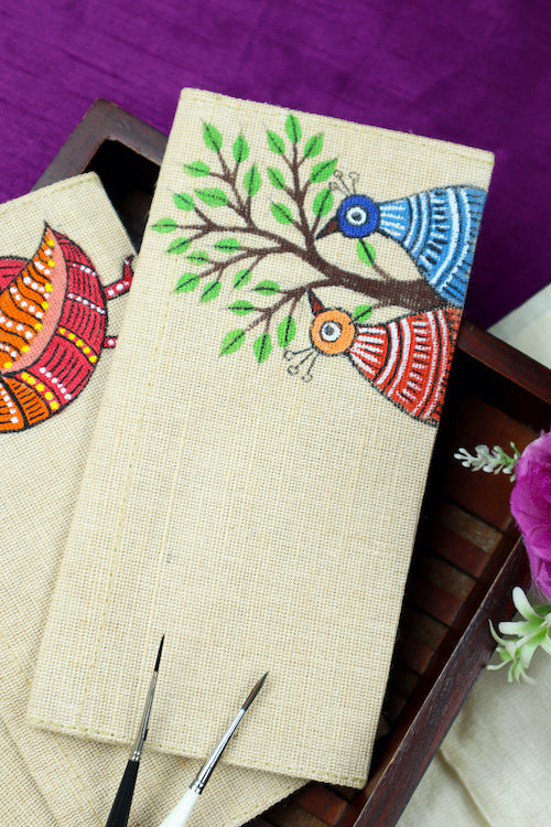 Diorama Designs Jute Hanpainted Gond Art Envelope - Set Of 4