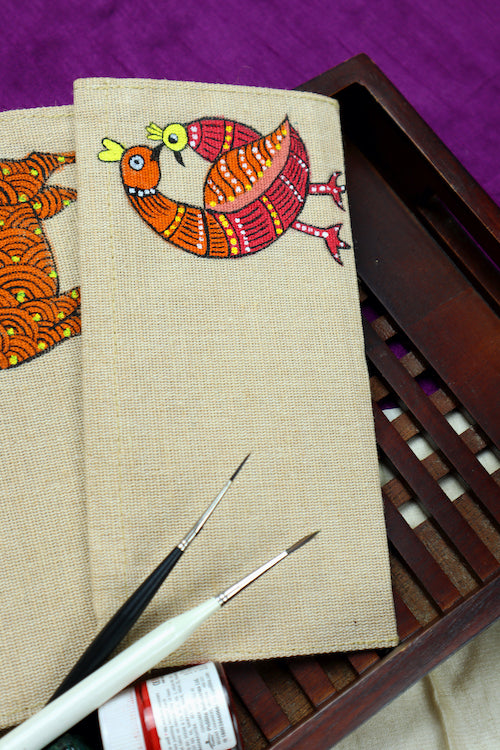 Diorama Designs Jute Hanpainted Gond Art Envelope - Set Of 4