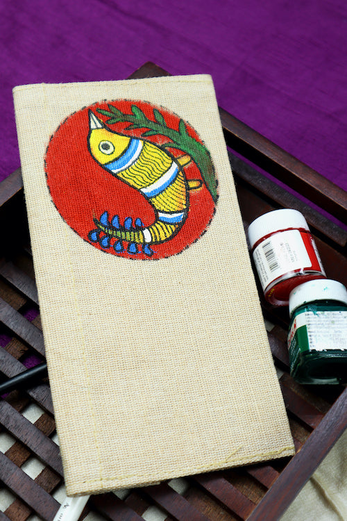 Diorama Designs Jute Hanpainted Pisces Envelope - Set Of 4