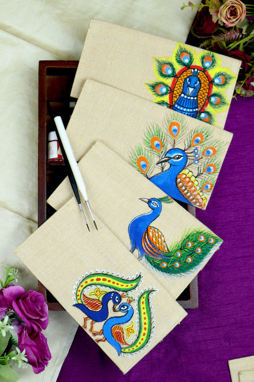 Diorama Designs Jute Hanpainted Gond Artistry Envelope - Set Of 4