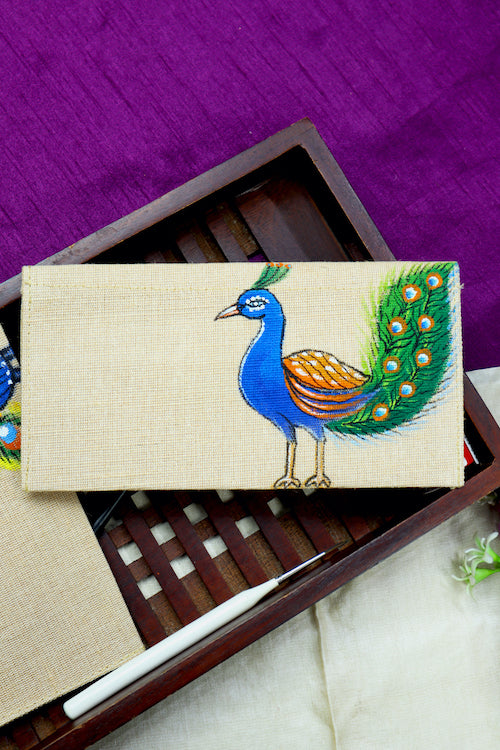 Diorama Designs Jute Hanpainted Gond Artistry Envelope - Set Of 4
