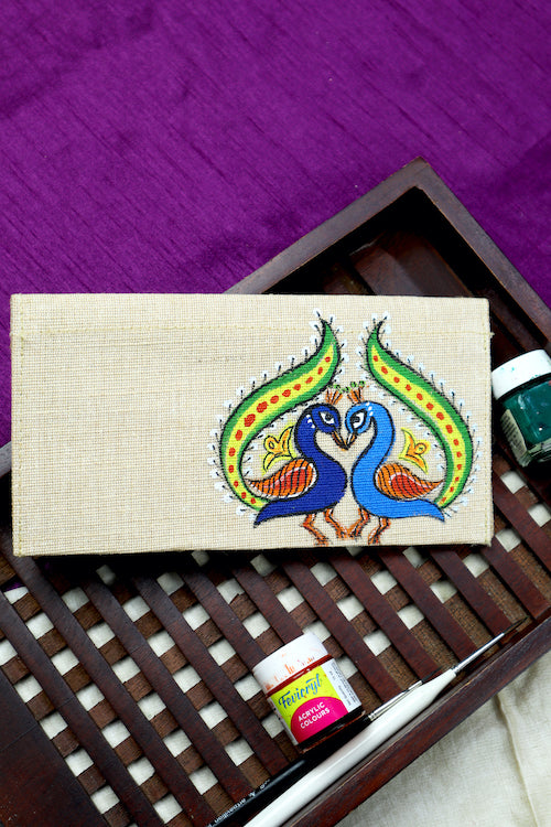 Diorama Designs Jute Hanpainted Gond Artistry Envelope - Set Of 4