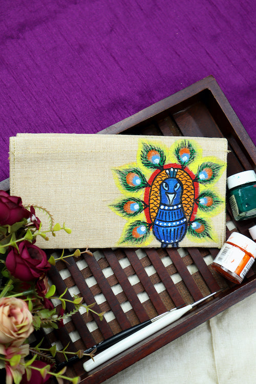Diorama Designs Jute Hanpainted Gond Artistry Envelope - Set Of 4