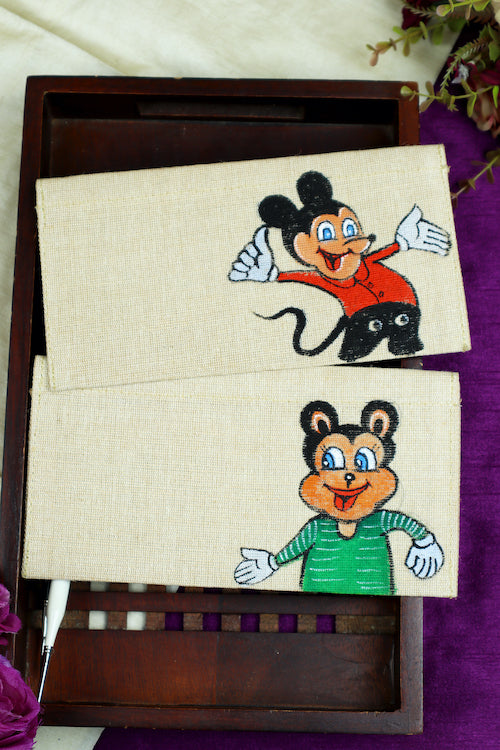 Diorama Designs Jute Hanpainted Whimsical Wonders Envelope - Set Of 4