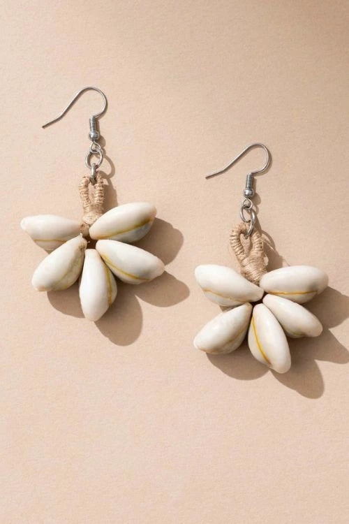 Combo Of WHE Artisan Shell Hoop Earrings & Cowry Shell Earrings
