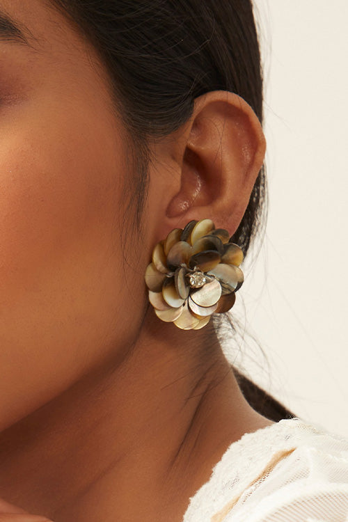 Whe White 'Floral' Mother Of Pearl Stud