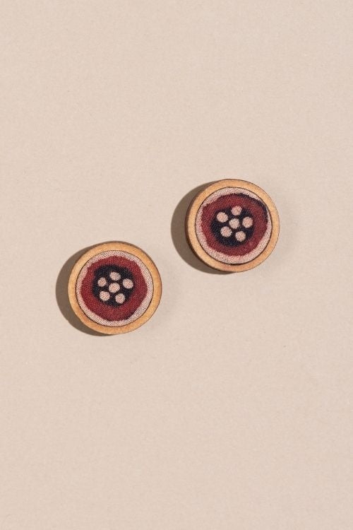 Whe Red And Black Upcycled Fabric And Repurposed Wood Stud