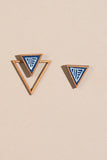 Whe Hand Painted Blue Two Look In One Upcycled Fabric And Repurposed Wood Triangle Earring