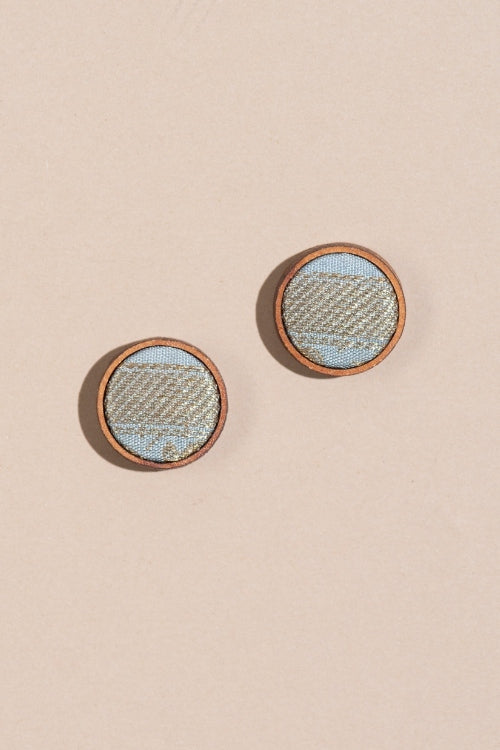 Whe Grey Gold Brocade Fabric & Repurposed Wood Stud