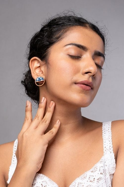 WHE Indigo Blue Repurposed Fabric And Wood Stud