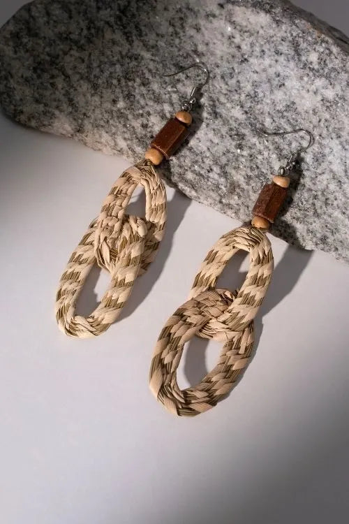 WHE Sabai Grass Handweaving Loop  Earrings