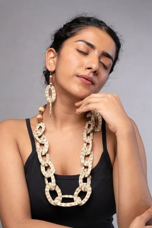 WHE Sabai Grass Handweaving Loop  Earrings