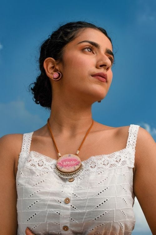 WHE Pink Repurposed Fabric And Wood Studs