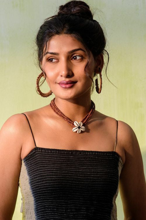 WHE Cowry Shell And Wooden Beads Choker