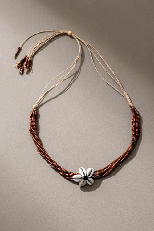 WHE Cowry Shell And Wooden Beads Choker