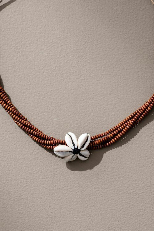 WHE Cowry Shell And Wooden Beads Choker